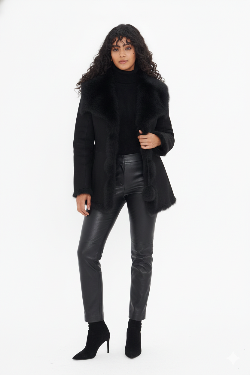 The Toscana Elegance: Hand-Crafted Ladies' Long-Fur Sheepskin Toscana Coat - Image 2